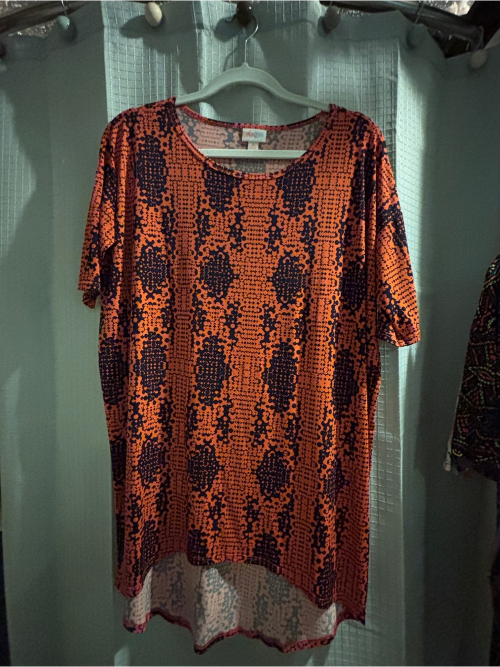 LuLaRoe Orange and Black Abstract Print Tunic